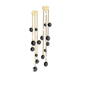 Orecchini Donna Argento Gold Lucciole Pietre Nera Rebecca Gioielli