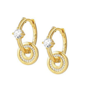 Orecchini Donna Argento Oro Giallo e Cubic Zirconia Tondo Sentimental Nomination