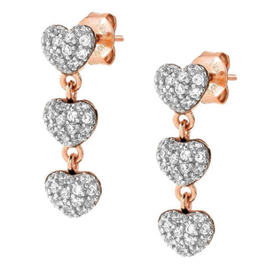 Orecchini Donna Argento Oro Rosa Easychic e Love Cuore Cubic Zirconia Bianchi Nomination