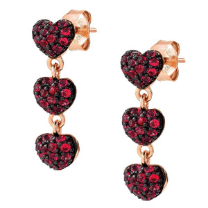 Orecchini Donna Argento Oro Rosa Easychic e Love Cuore Cubic Zirconia Rossi Nomination