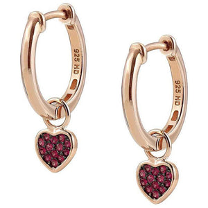 Orecchini Donna Argento Rose Nightdream Cuore con Pietre Rosse Nomination