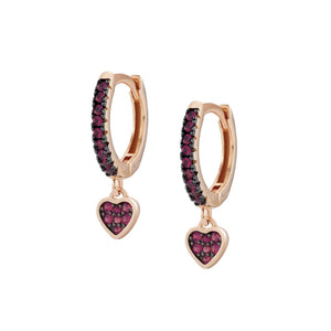 Orecchini Donna Argento Rose SweetRock Cuore e Pietre Rosse Nomination