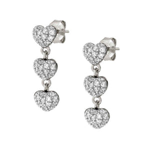 Orecchini Donna Argento Silver Easychic e Love Cuore Cubic Zirconia Bianchi Nomination