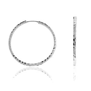 Orecchini Donna Cerchio Oro Bianco Canna Quadrata Diamantati