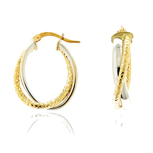 Orecchini Donna Cerchio Ovale Oro Bicolore