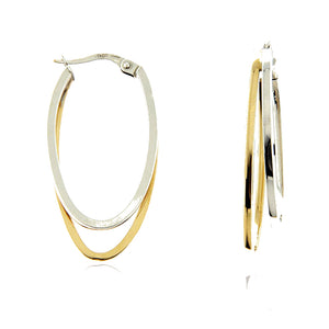 Orecchini Donna Cerchio Ovale Oro Bicolore