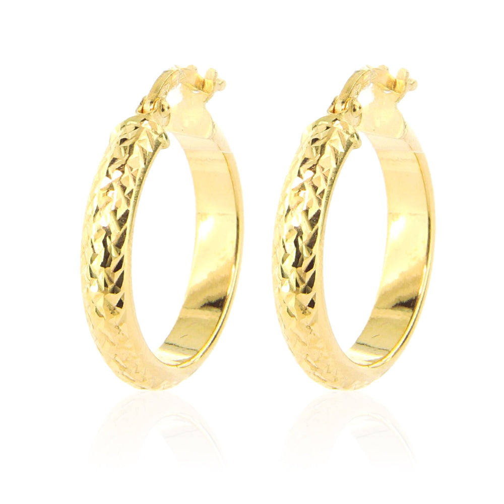 Orecchini Donna Cerchio in Oro Giallo Diamantato