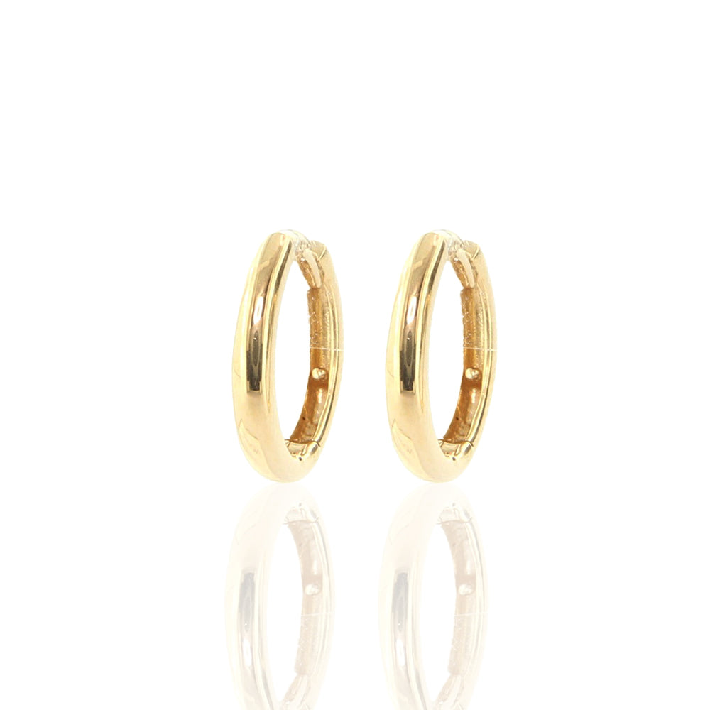 Orecchini a cerchio rotondi in oro giallo 14k, piccoli orecchini a cerchio rotondi lisci in oro massiccio 14k lucido, 12 mm, fatti a mano a New York, da TILO Jewelry - Italia