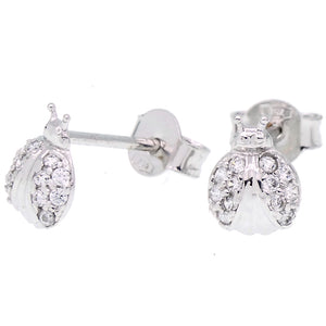 Orecchini Donna Coccinella Oro Bianco con Zirconi