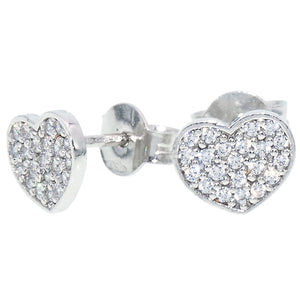 Orecchini Donna Cuore Oro Bianco con Zirconi