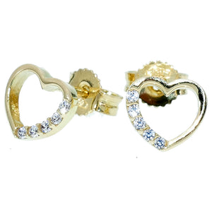 Orecchini Donna Cuore Oro Giallo con Zirconi