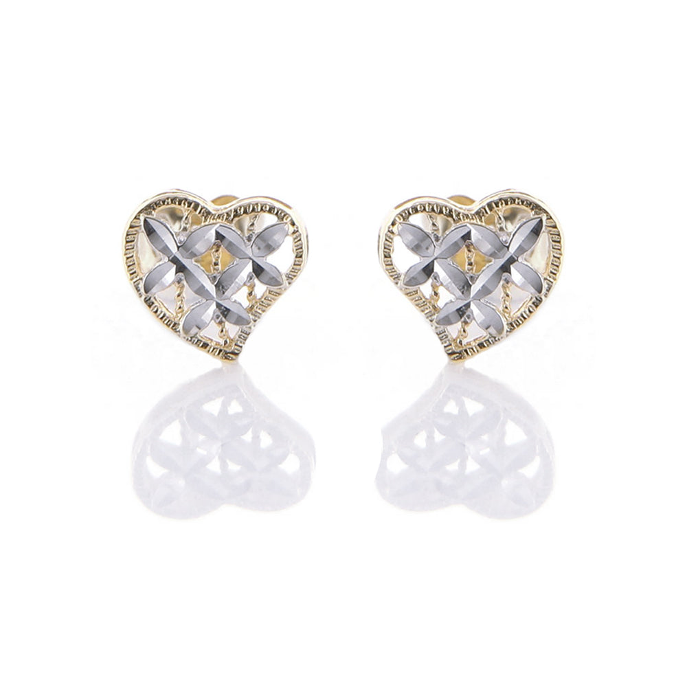 Orecchini Donna Cuore in Oro 2 Colori Diamantato