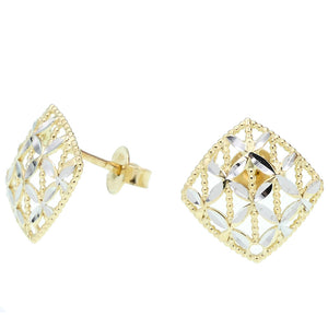 Orecchini Donna Diamantato Oro Bianco e Giallo