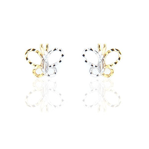 Orecchini Donna Farfalla in Oro Bicolore Diamantato