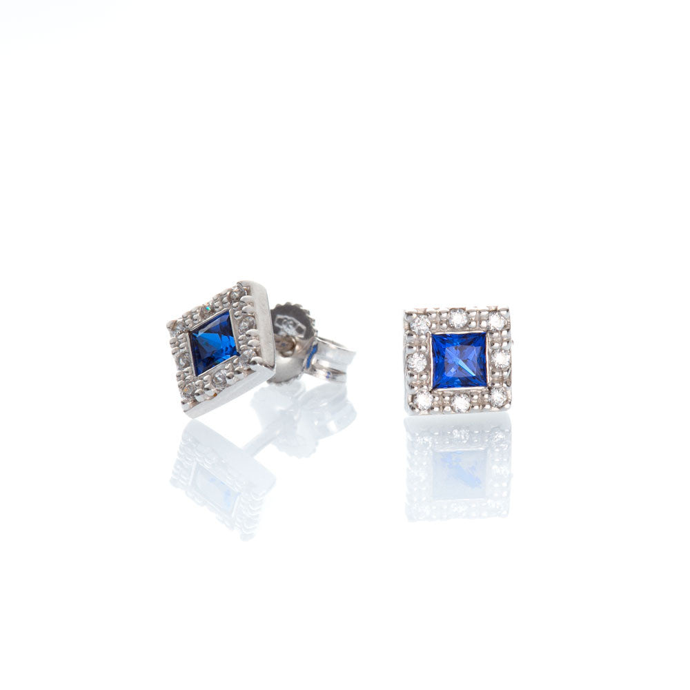 Orecchini Zaffiro Blu Oro Bianco E Diamanti Naturali