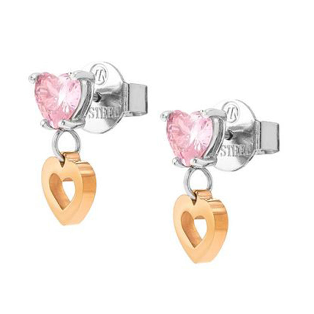 Orecchini Donna Principessina Cuore Cubic Zirconia Rosa Nomination
