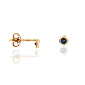 Orecchini Donna Punto Luce in Oro Giallo e Zirconi Blu Zaffiro
