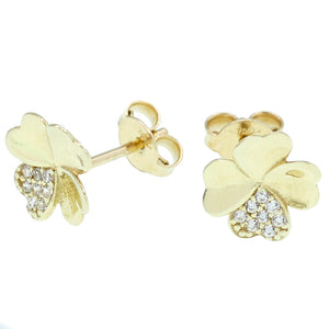 Orecchini Donna Quadrifoglio Oro Giallo con Zirconi