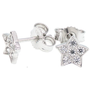 Orecchini Donna Stella Oro Bianco con Zirconi