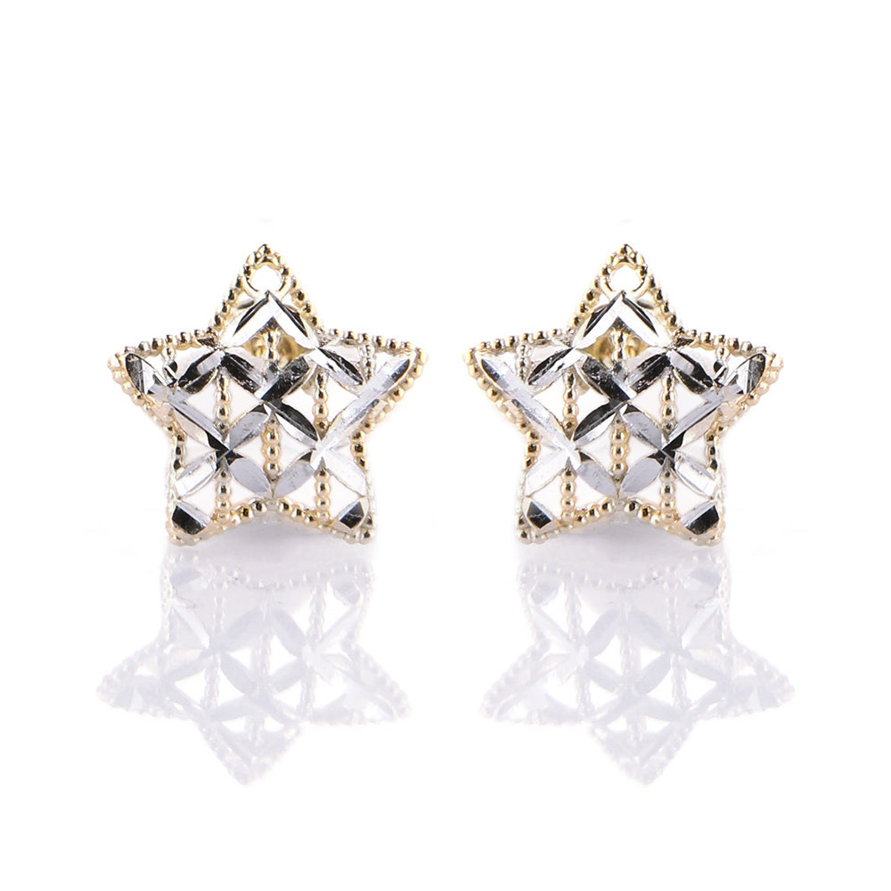 Orecchini Donna Stella in Oro 2 Colori Diamantato