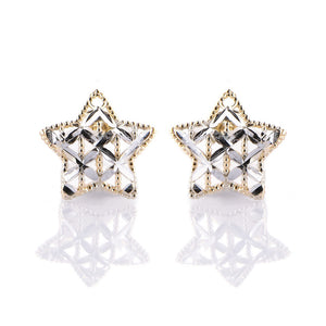 Orecchini Donna Stella in Oro 2 Colori Diamantato