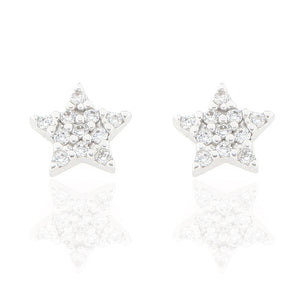 Orecchini Donna Stella in Oro Bianco con Zirconi
