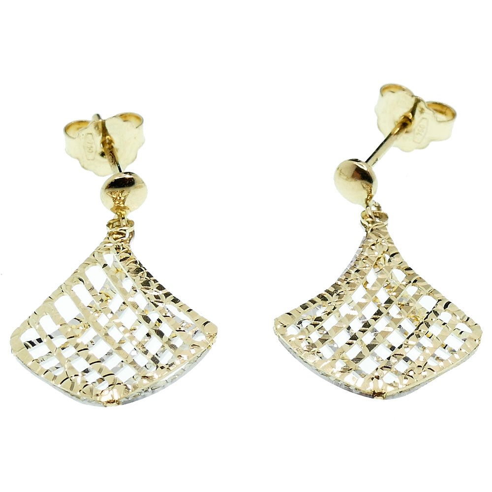 Orecchini Donna Ventaglio Oro Giallo e Bianco