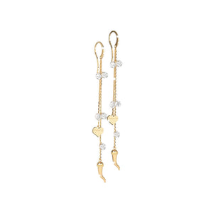 Orecchini Donna in Argento Gold Pietre Bianche Lucciole Cornetto Rebecca Gioielli