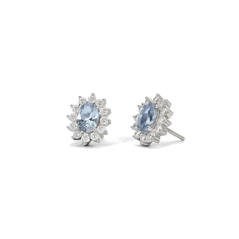 Orecchini Nautici Donna In Argento 925 Con Arenaria Blu E Opale, Design Timone E àncora, Ipoallergenici, In Confezione Regalo Con Panno Pulizia.