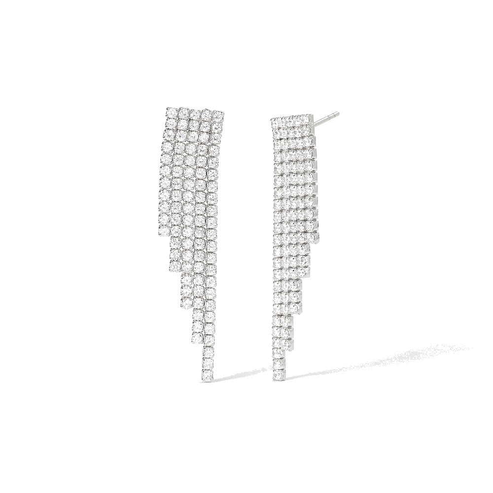 Orecchini Donna in Argento con cascata di zirconi Mabina Gioielli
