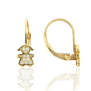 Orecchini Donna in Oro Giallo Bambina con Zirconi