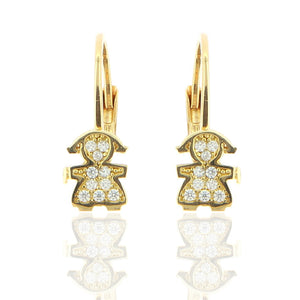 Orecchini Donna in Oro Giallo Bambina con Zirconi