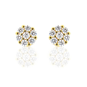 Orecchini Fiore in Oro Giallo con Zirconi