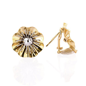 Orecchini Fiore in Oro Giallo e Bianco