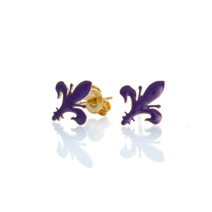 Orecchini Giglio Viola Fiorentina Oro Giallo