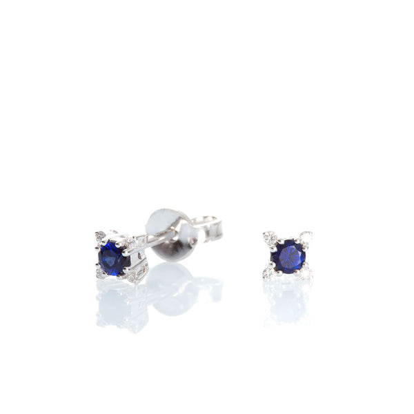 Gemondo Orecchini A Perno In Zaffiro Blu E Oro Giallo 9kt - 0.40ct, Pietra Nascita Settembre, 3.5mm