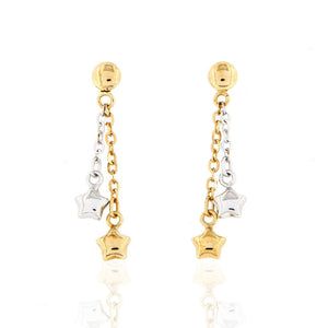Orecchini Stella in Oro Giallo e Bianco
