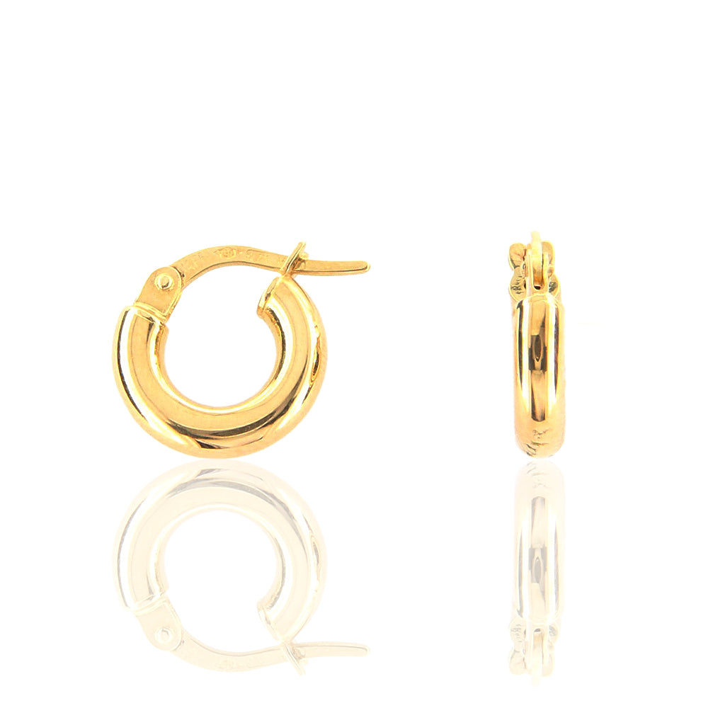 Orecchini A Cerchio Oro Giallo 9kt (375) Diametro 26mm - Canna Vuota, Semplici Ed Eleganti