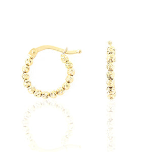 Orecchini Unisex Cerchio in Oro Giallo con Palline Diamantate