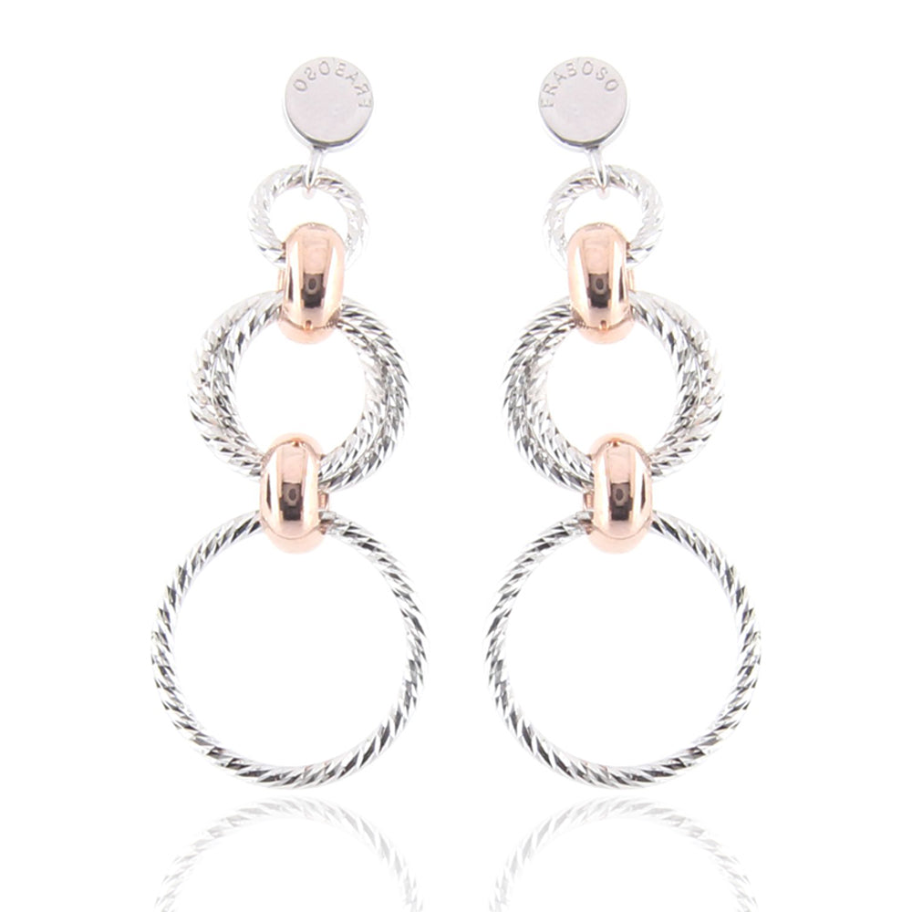 Orecchini in Argento Bicolore Diamantati Fraboso
