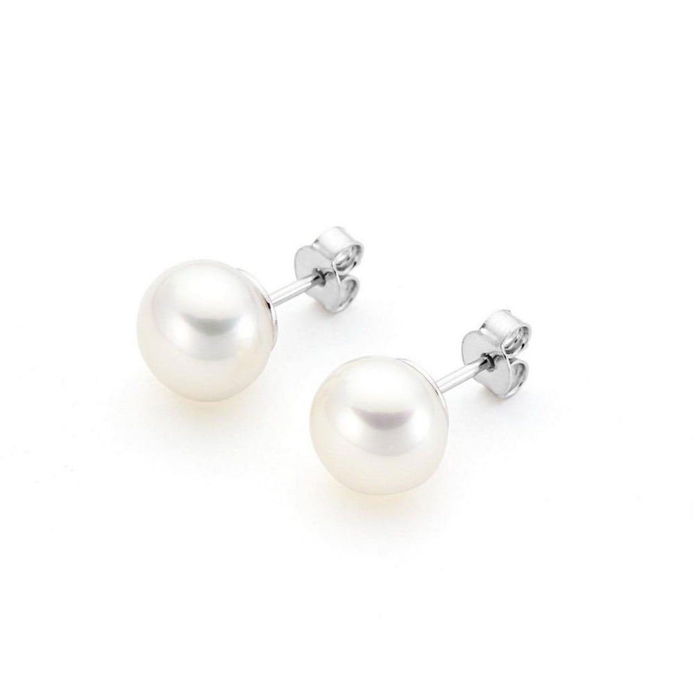 Orecchini in Oro Bianco Perla Naturale 8 mm Davite Delucchi Gioielleria Amadori
