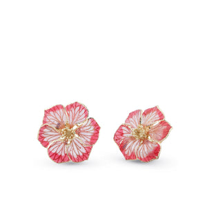 Orecchini in Oro Giallo Fiore smaltato Rosa Spring Artlinea
