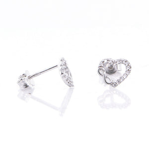 Orecchini Donna Cuore Infinito in Oro Bianco con Zirconi
