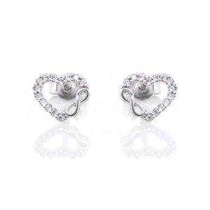 Orecchini Donna Cuore Infinito in Oro Bianco con Zirconi