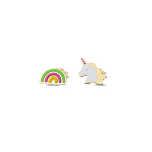 Orecchini Toys Unicorno e Arcobaleno Prime Gioie Oro Giallo Le Bebè