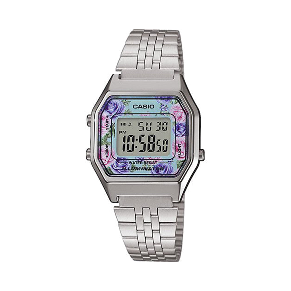 Orologio Donna Casio Vintage Digitale Bianco Floreale
