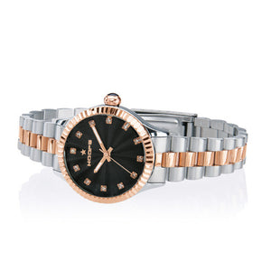 Orologio Donna Luxury Diamonds Silver & Gold Nero 2569LSRG-02 - Hoops 