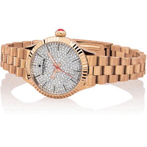 Orologio Donna Luxury Full Diamonds Rose  Gold Hoops