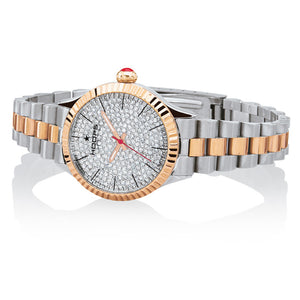 Orologio Donna Luxury Full Diamonds Silver & Gold Hoops
