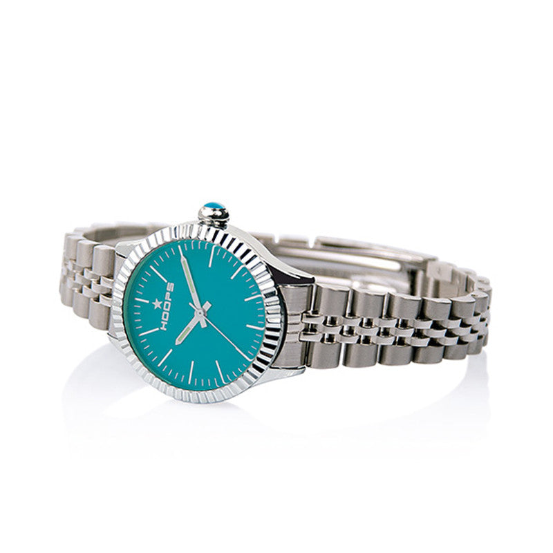 Orologio Donna Luxury Silver Verde Acqua Laccato 2560LA-13 - Hoops   
